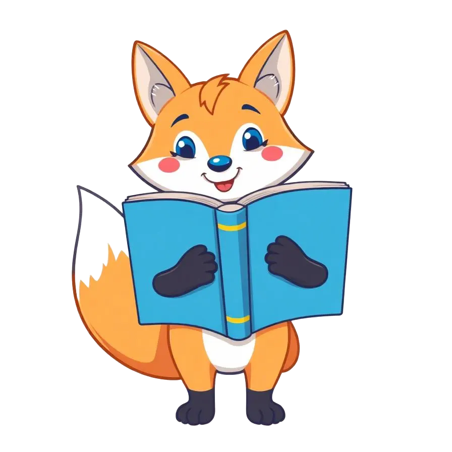 Freundlicher Fuchs mit Buch – Symbol für kostenlose BuT-Lernförderung